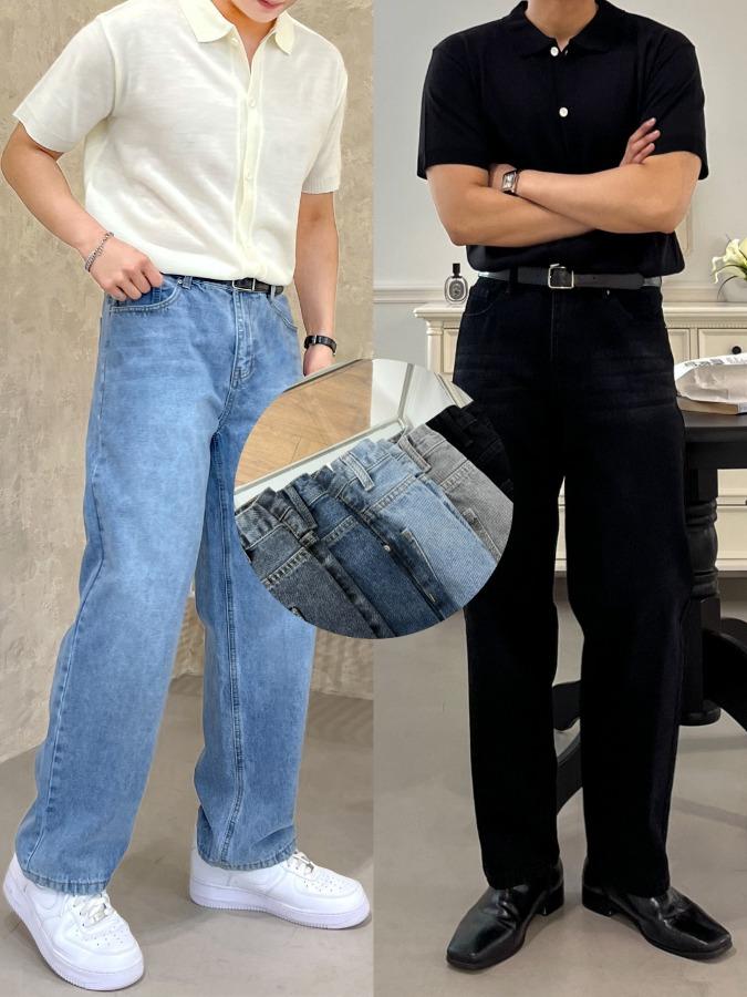 [숏-기본][~3XL] 카인드 와이드 데님 팬츠 5color