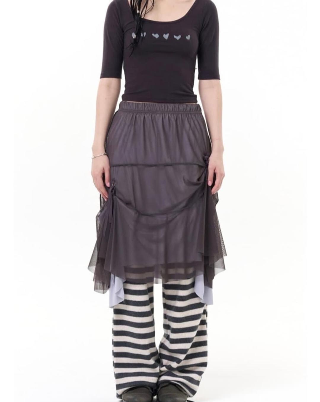 탠스댄스 레이어드 메쉬스커트 차콜 | 후루츠패밀리