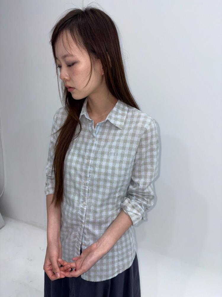 스카이 플라워 체크 셔츠