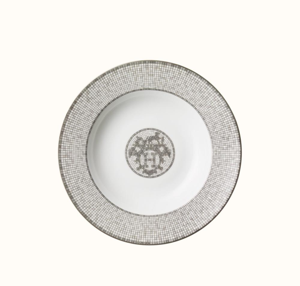 에르메스 모자이크 오24 플래티넘 수프플레이트 / HERMES Assiette creuse Mosaïque au 24 platine