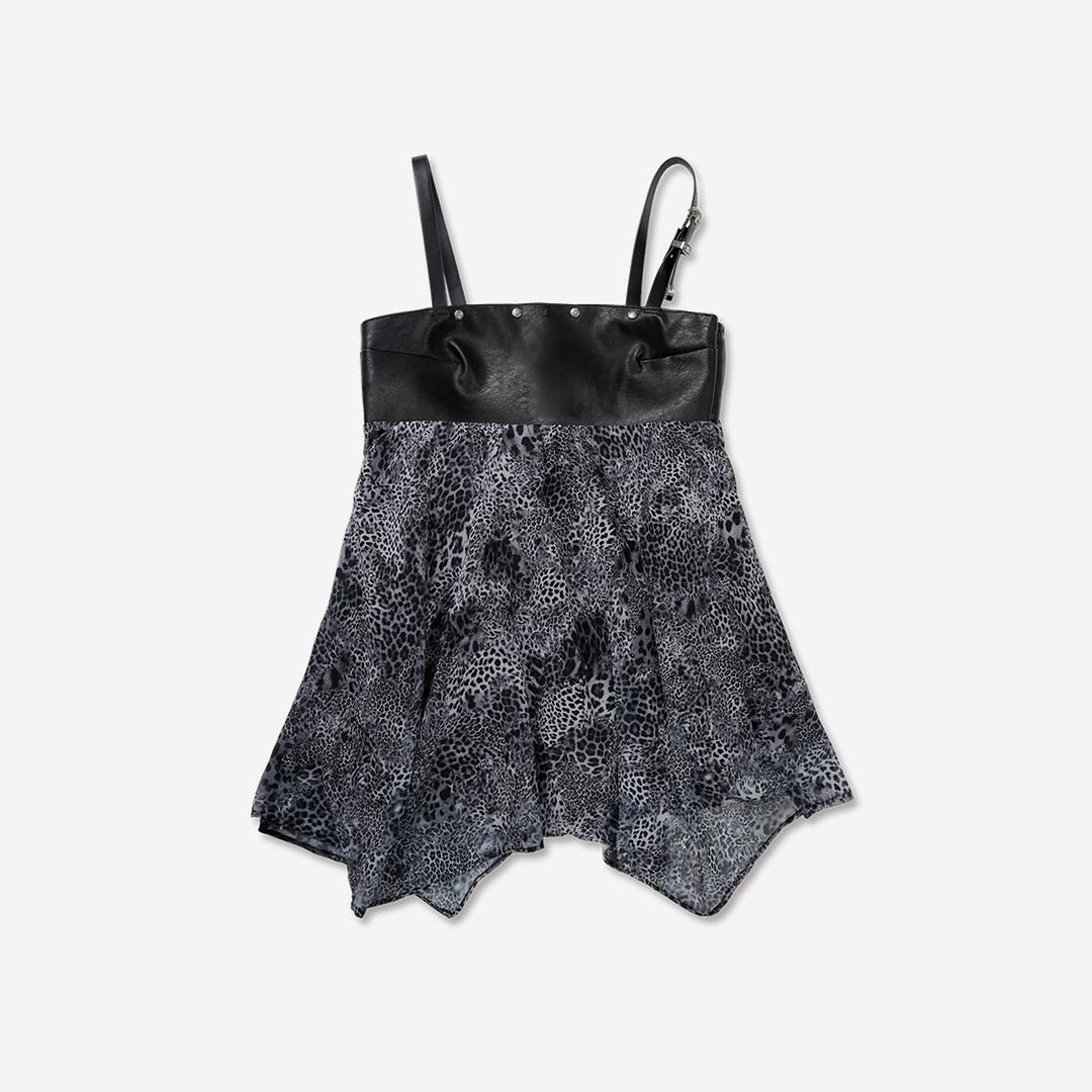 BELTED LEOPARD SLEEVELESS [GRAY]