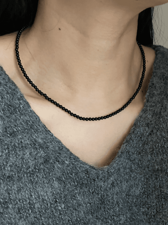 오닉스 천연석 심플 써지컬 목걸이