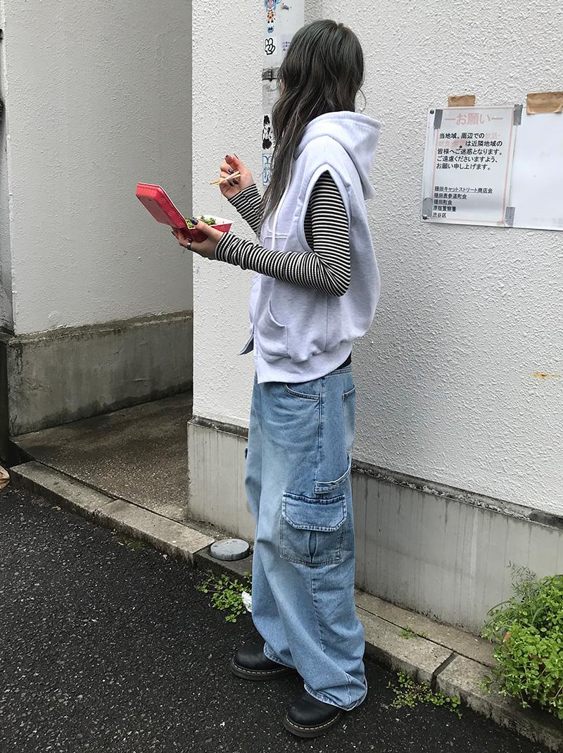 WAIST STOPPER CARGO DENIM (light blue / middle blue)
