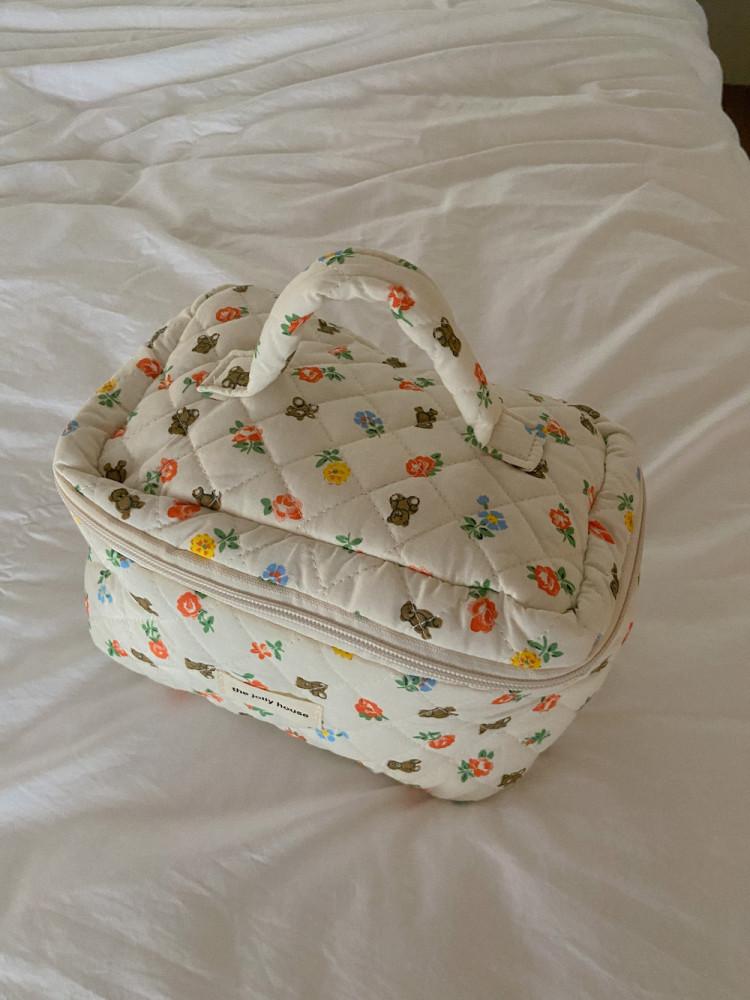 빈티지 곰돌이 플라워 파우치 백 기저귀 가방 정리