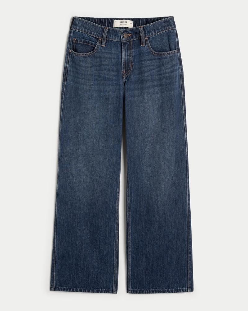 Low-Rise Dark Wash Comfort Waistband Baggy Jeans