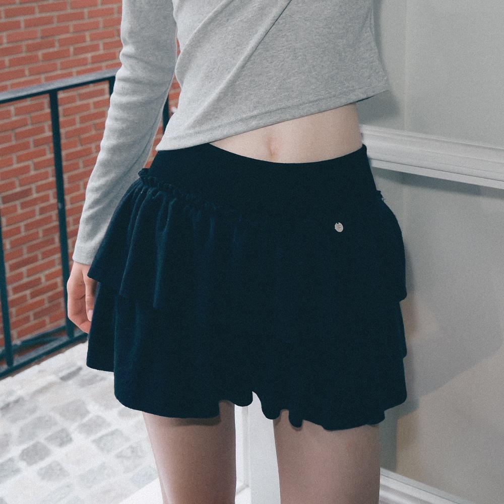ANGORA CANCAN RUFFLE PANTSKIRT BLACK
