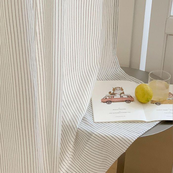 디엔 린넨 스트라이프 시원한 여름 얇은 가리개 커튼 - 2COLOR