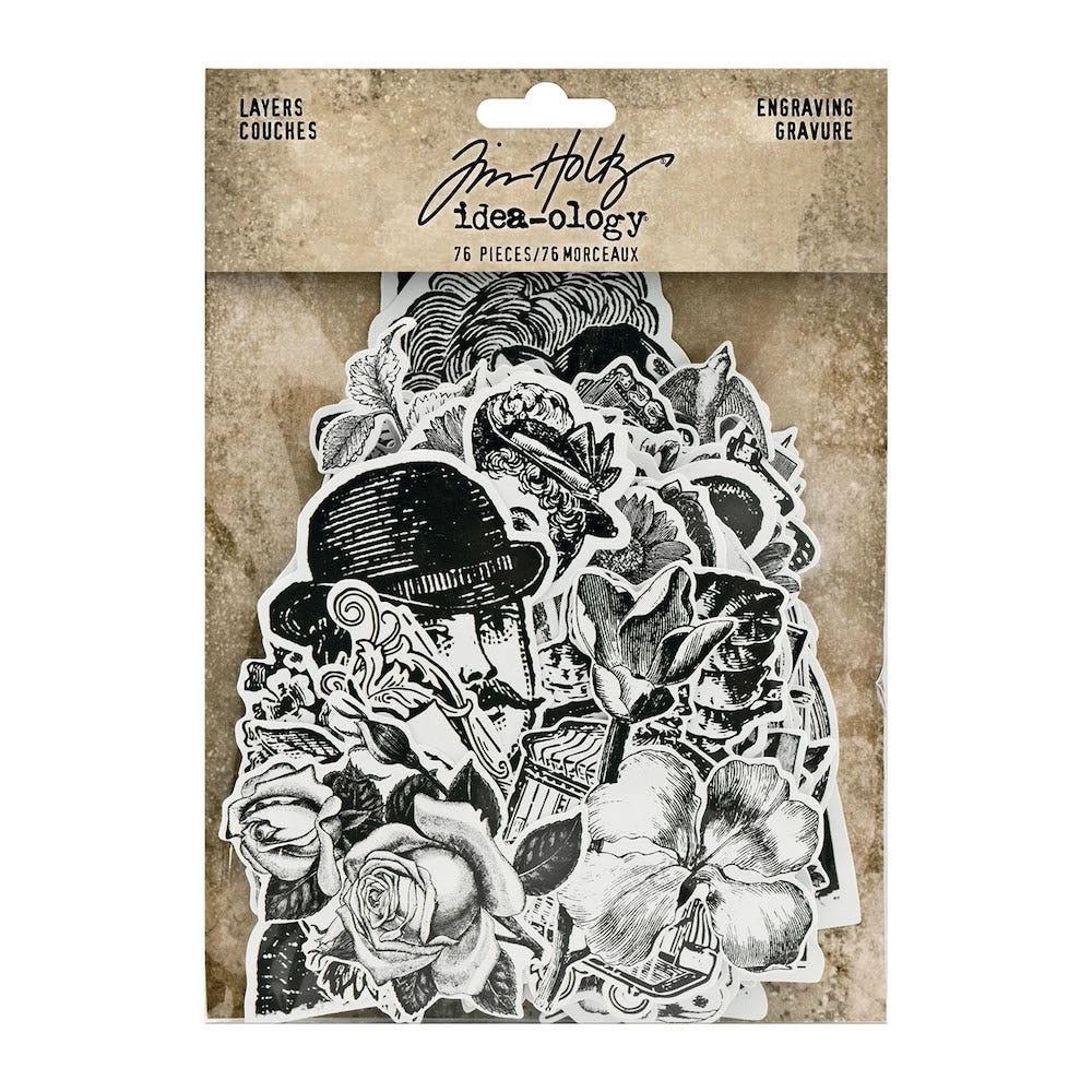 팀홀츠 Tim Holtz 흑백 인물 페이퍼 빈티지 다꾸