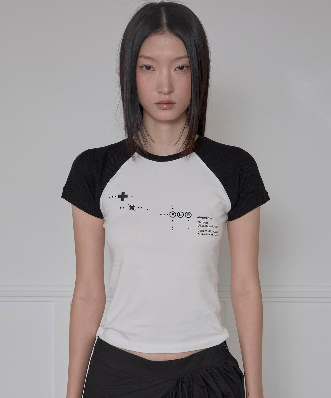 Muta Waffle Raglan T-Shirt (FL-154_Black&White)