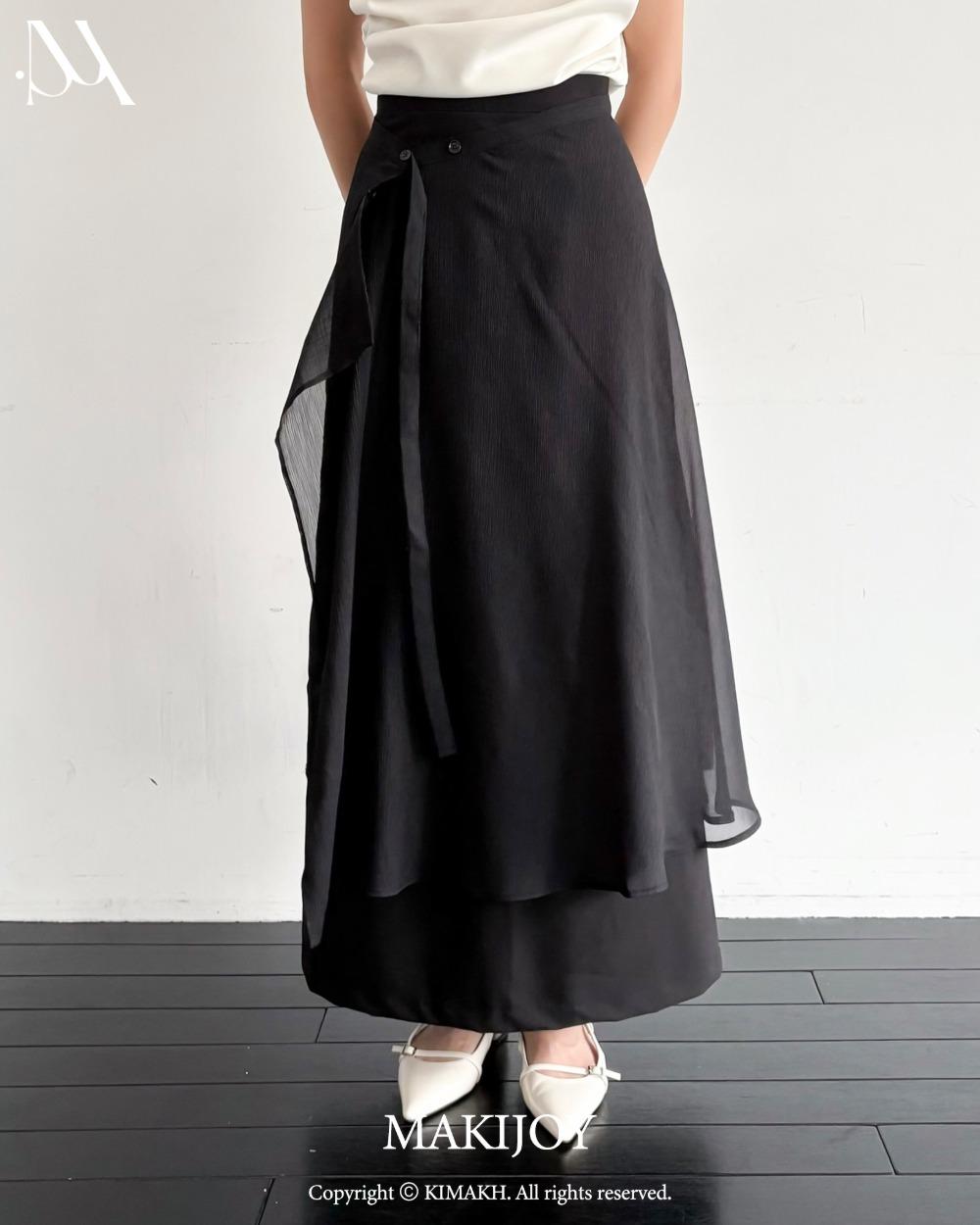 [MADE] 세렌 드레이퍼리 시스루 랩 스커트 [black]