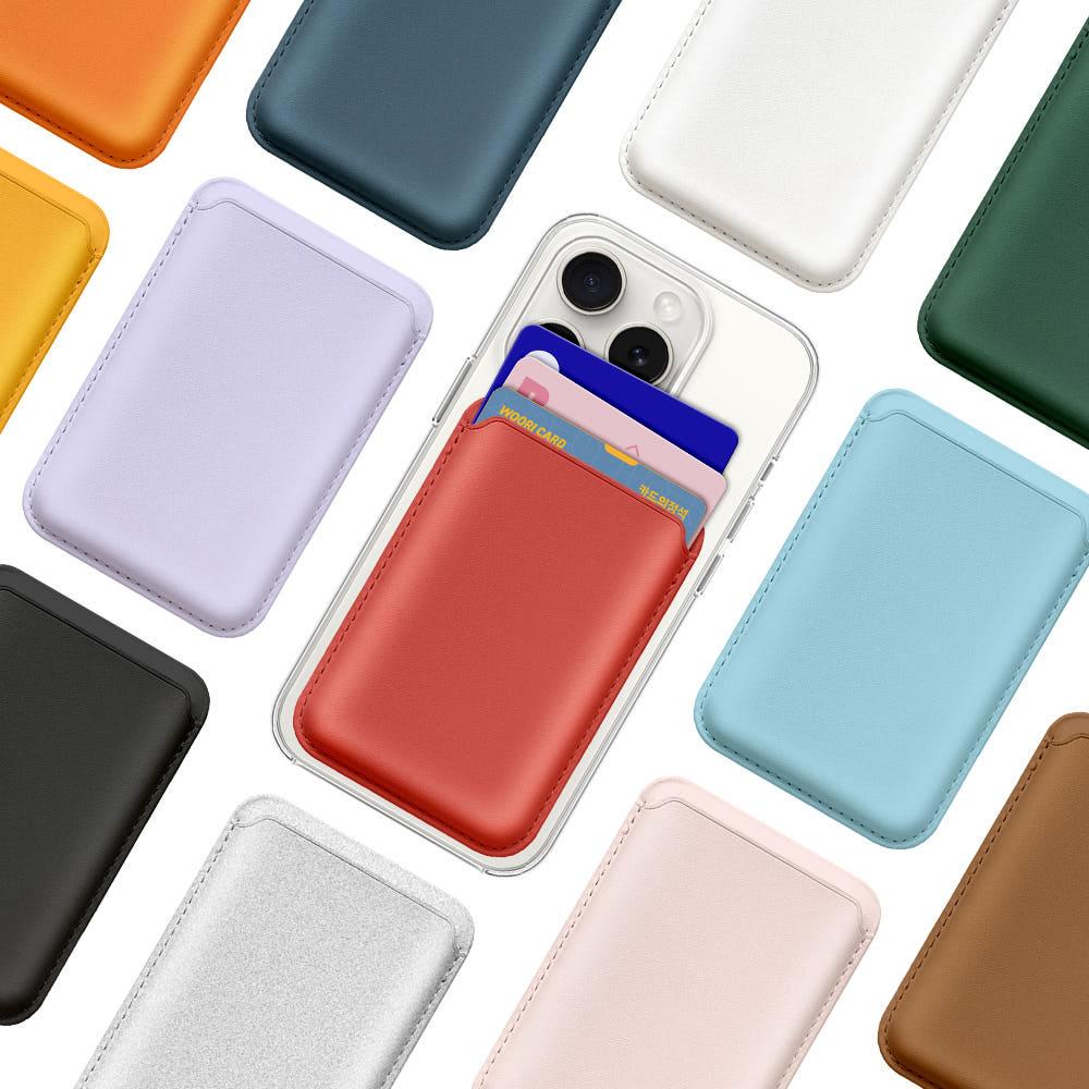 뷰씨 아이폰 갤럭시 맥세이프 카드지갑 3장 수납 가죽 포켓 케이스 무지