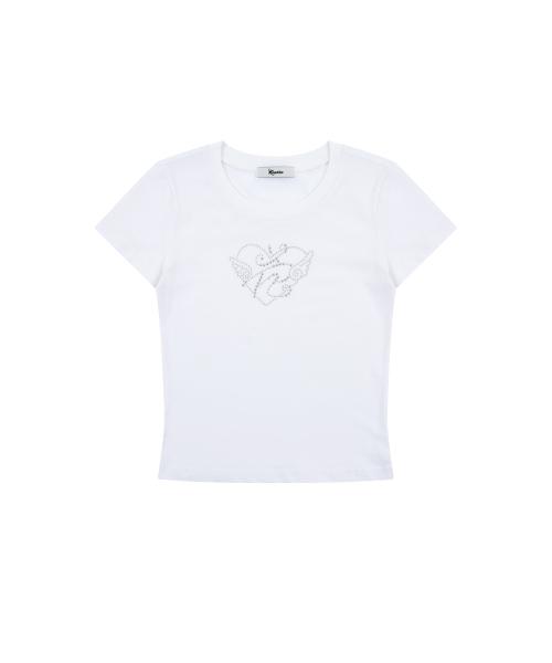 Flower Heart Baby Tee White