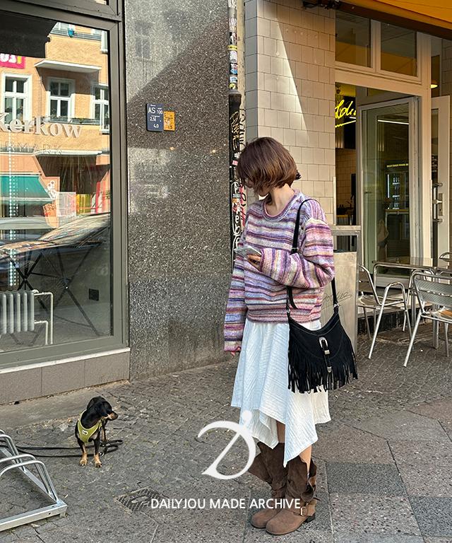 데일리쥬 [MADE] 네아 레이스 언발 밴딩 미디스커트