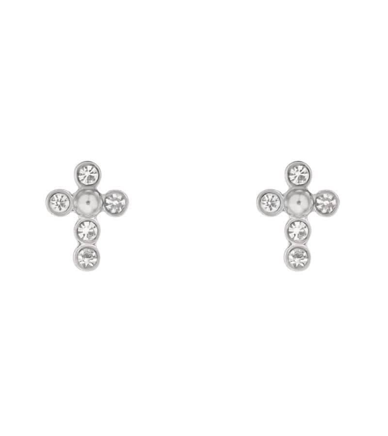 Cross stone pierce mini earring