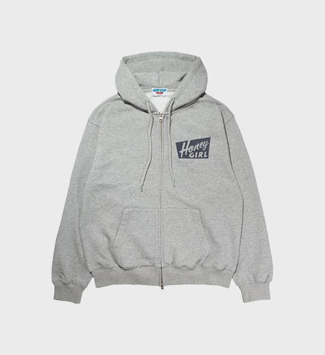 Honey Girl Zip Up Hooded Sweatshirt (Grey)