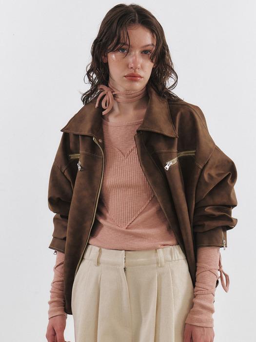 ECO LEATHER STITCH OVERSIZED JACKET