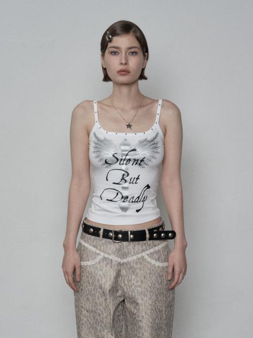 CROSS STUDDED SLEEVELESS / OFF WHITE