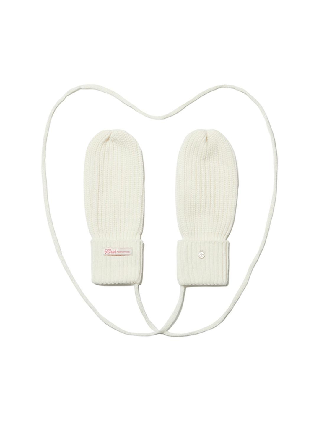 CHERRY KNIT MITTENS [CREAM]