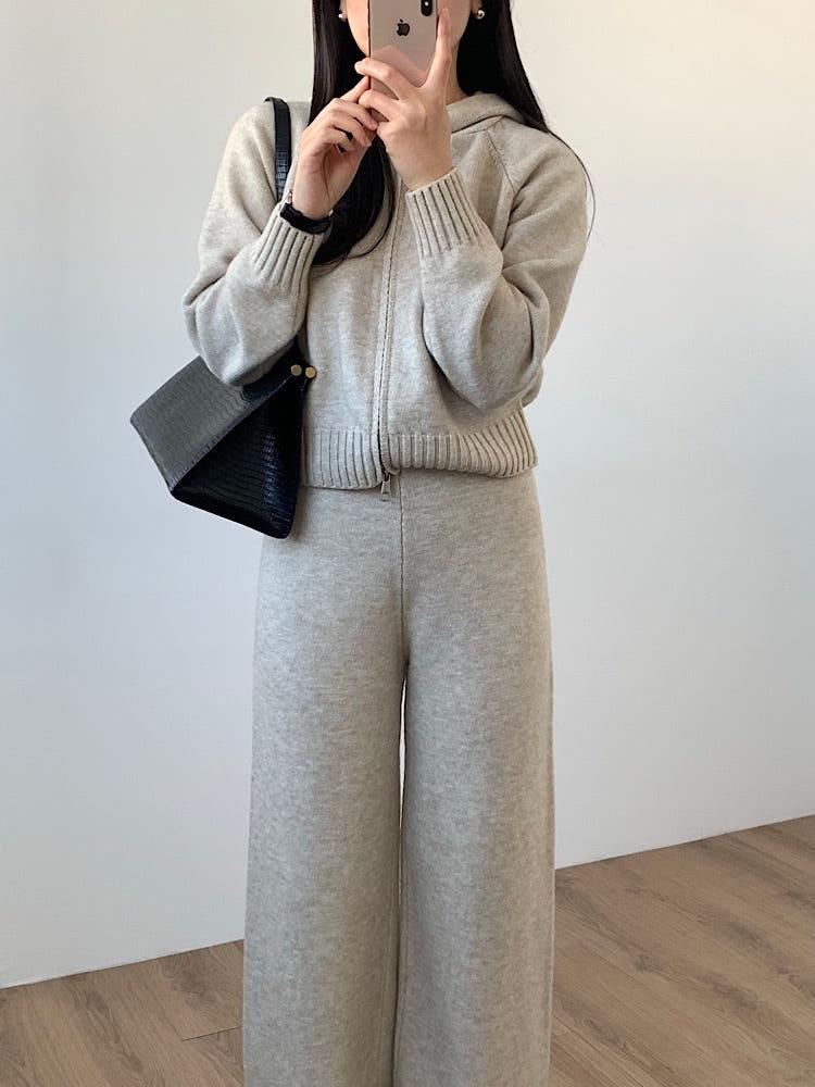 [7일소요] 니트후드집업 니트팬츠세트 트레이닝복 마실룩