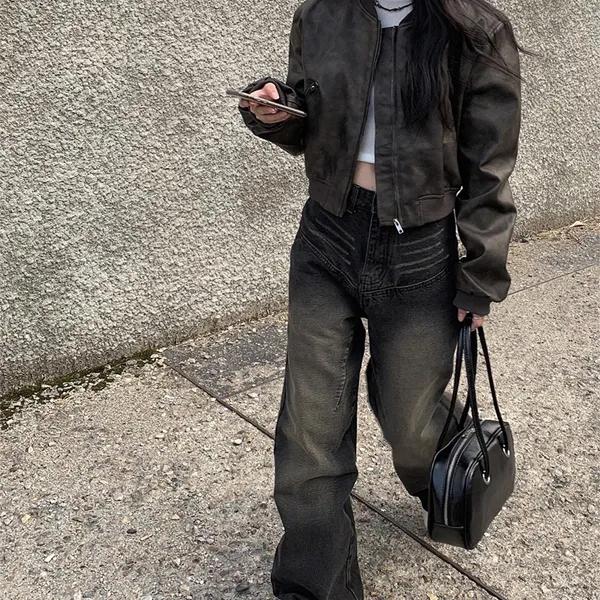 사루 레더 블루종 자켓