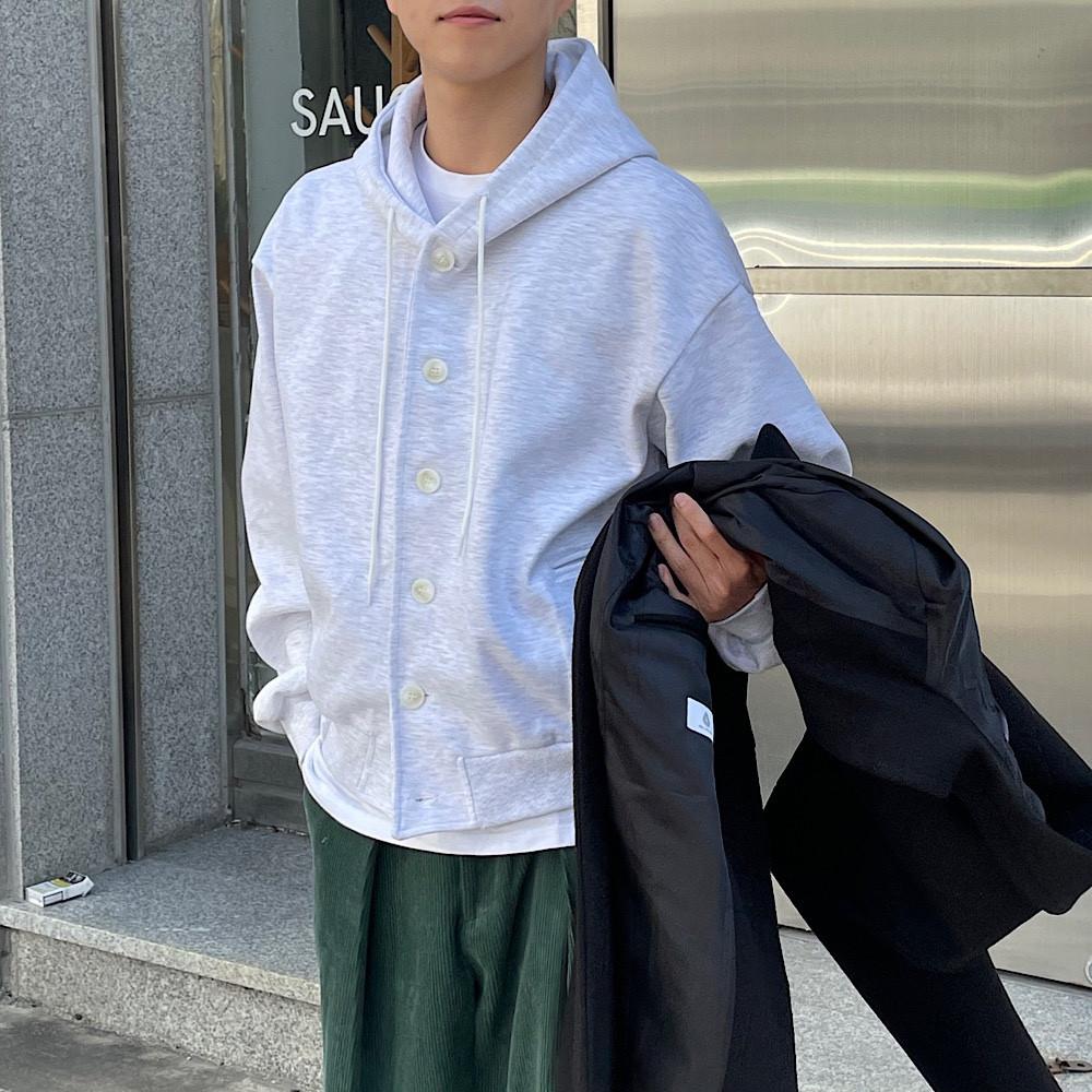 Unisex 버튼 이중지 후드 자켓 3C