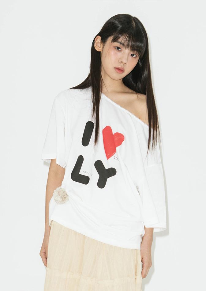 [유니스 젤리당카 착용] lotsyou_I Love You Lace Tee White