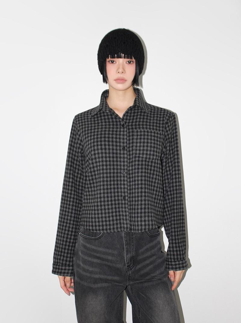 (WOOL) GINGHAM CHECK SHIRT (brown / black)
