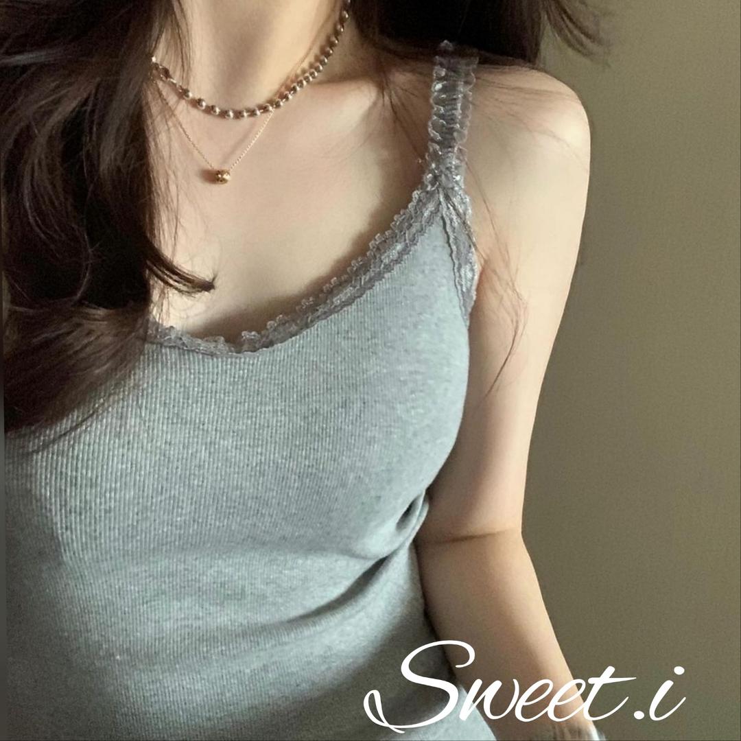 [당일-전컬러] Pyt 프리티영띵 레이스 끈나시 레이어드 이너 골지 슬리브 4col 프영띵