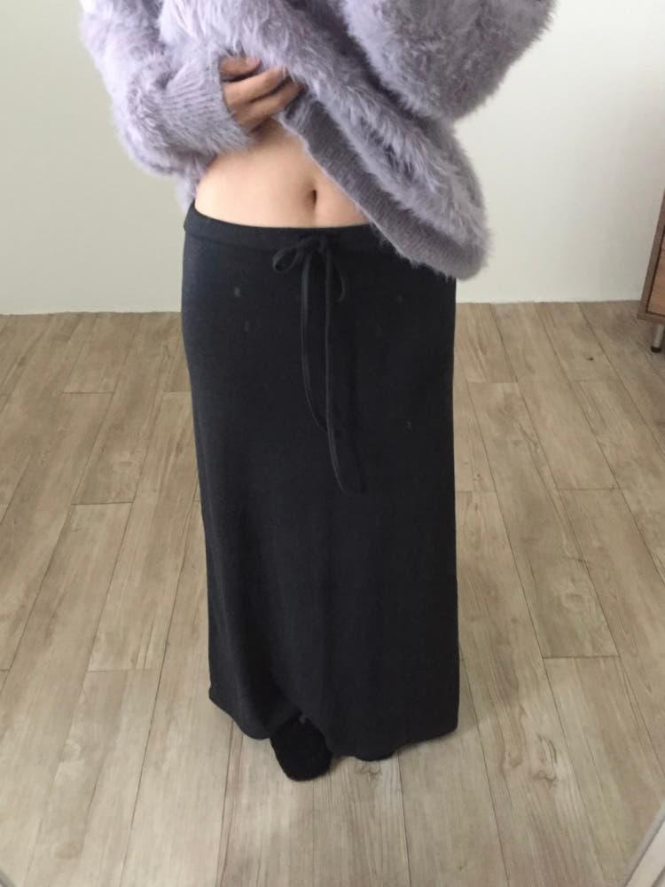 기모 로우 맥시 스커트 [차콜]