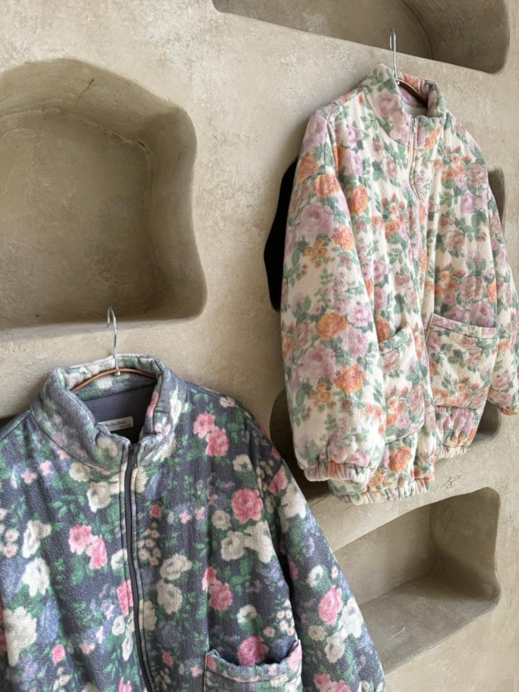 봉봉부틱 플로럴 집업 빈티지 잔꽃 본딩 겨울 점퍼 자켓