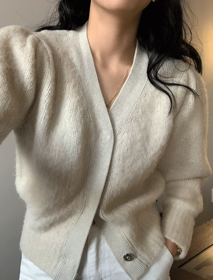 snap button cardigan (cream)