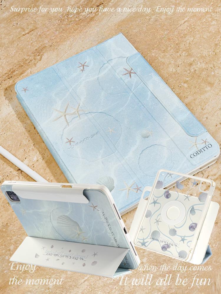 수심 Ocean Ipad Case 오션 아이패드 케이스 여름 바다 물결 세로 펜슬