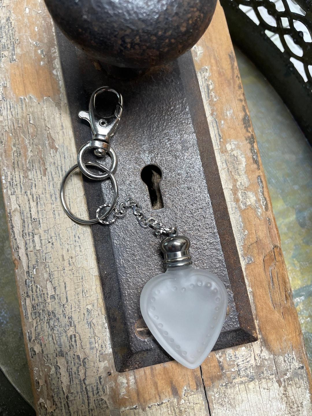 Keychain Frosted Glass Heart Perfume bottle Keychain