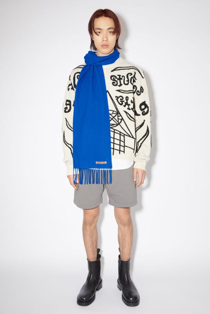 ( 수지목도리 / 당일배송 ) Acne studio 아크네 스튜디오 프린지 울 스카프 스키니 FN-UX-SCAR000219 로열 블루 목도리 머플러