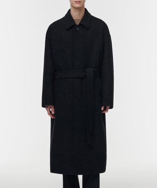 울 블렌드 맥시 발마칸 로브 코트 [블랙]