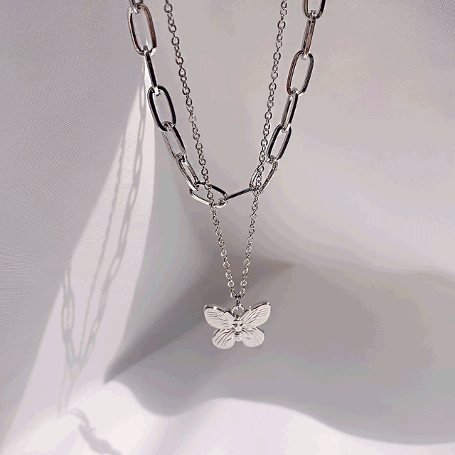 당일출고/누적판매7000개![써지컬 줄] 나비 분리가능 두줄 레이어드 목걸이