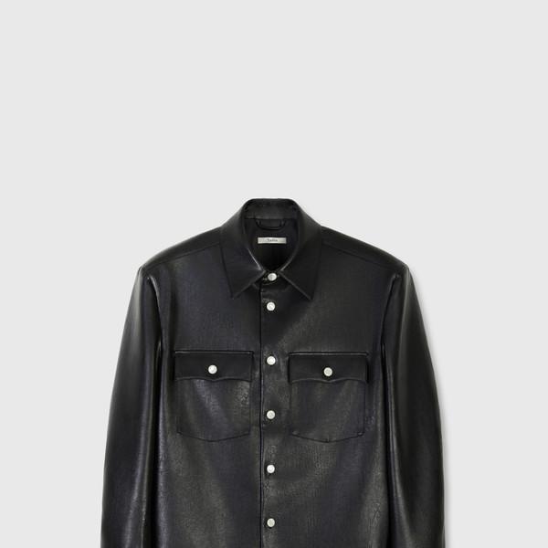 SHAKUR LEATHER SHIRT JACKET BLACK