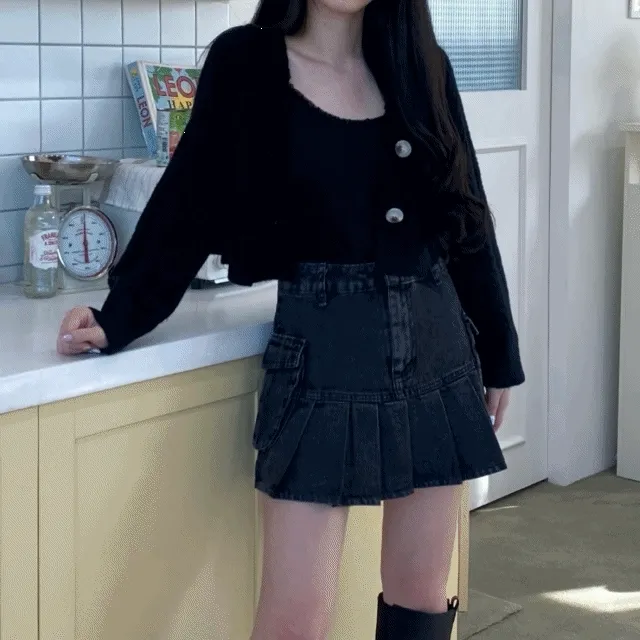 [컬러추가!][힙st]하이틴 흑청 연청 포켓 속바지 힙 스커트 치마