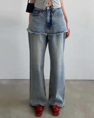 our layer skirt denim pants