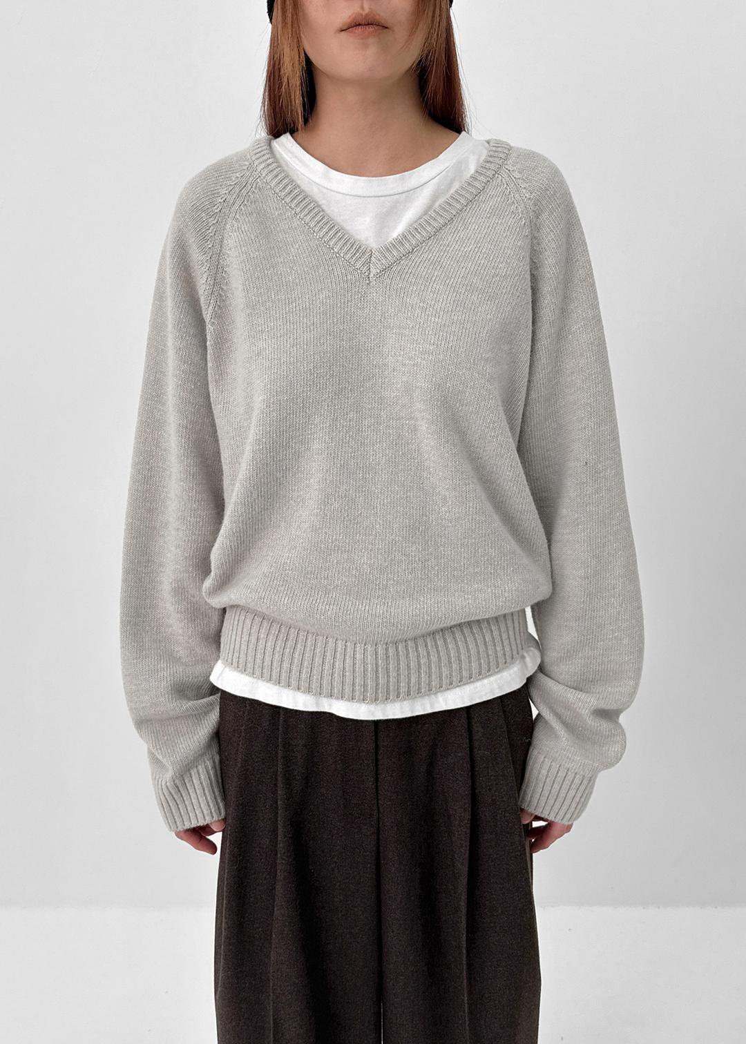 블랙업 [MADE] 스텐느 루즈핏 브이넥 니트 (울 50%)