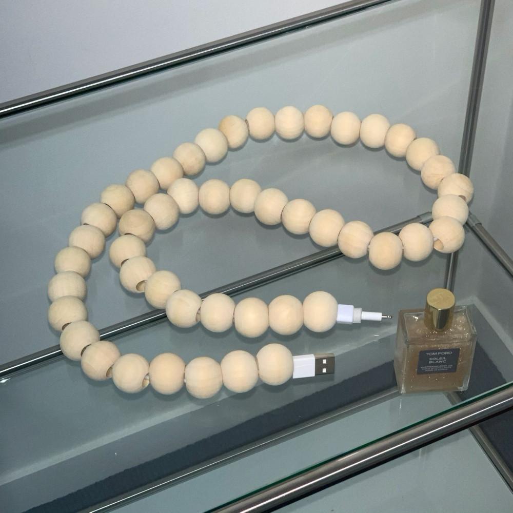 우드볼 우드구슬 아이폰 투명구슬케이블 충전기 C to 8핀 가능