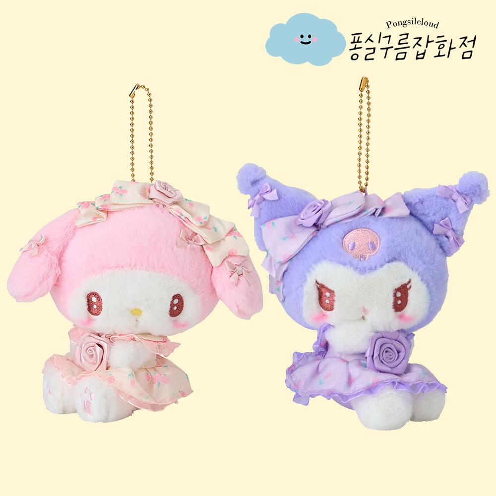 산리오 돌리로즈 시리즈 마스코트 홀더 헬로키티 쿠로미 마이멜로디 키링