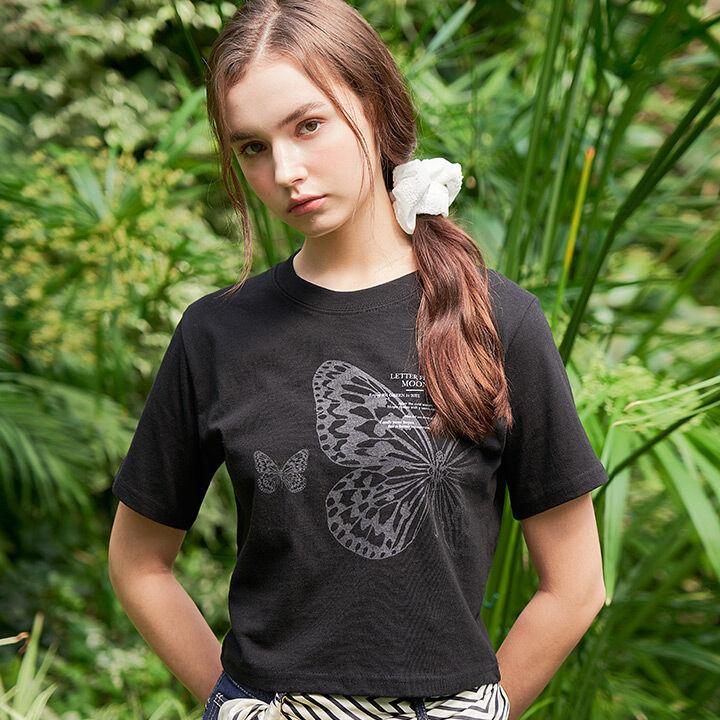 페이드 아웃 나비 티셔츠 ( 블랙 )