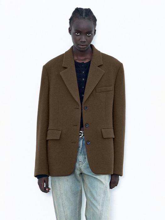 울 쓰리버튼 블레이져 BROWN