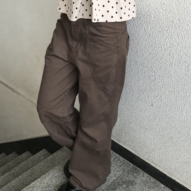 [빈티지무드🤎/단독디테일] 킨즈 코튼 절개 와이드 팬츠