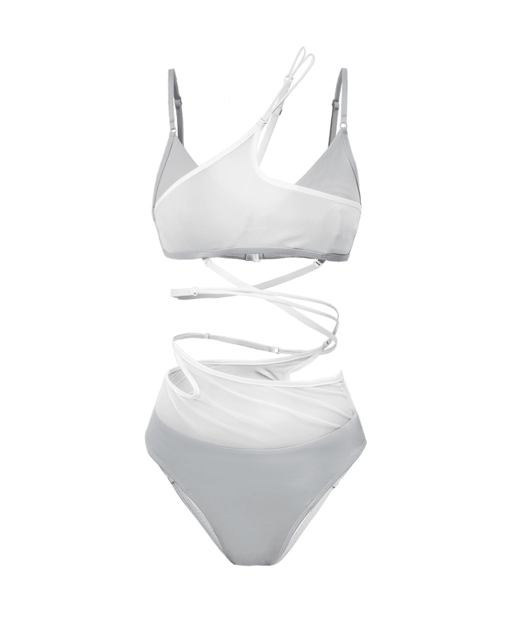 Layered Mesh Strap Bikini / Grey