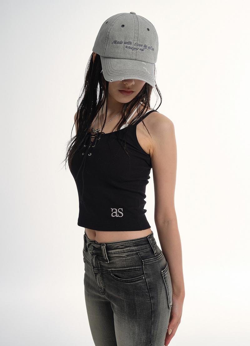 EYELET SLEEVELESS / BLACK