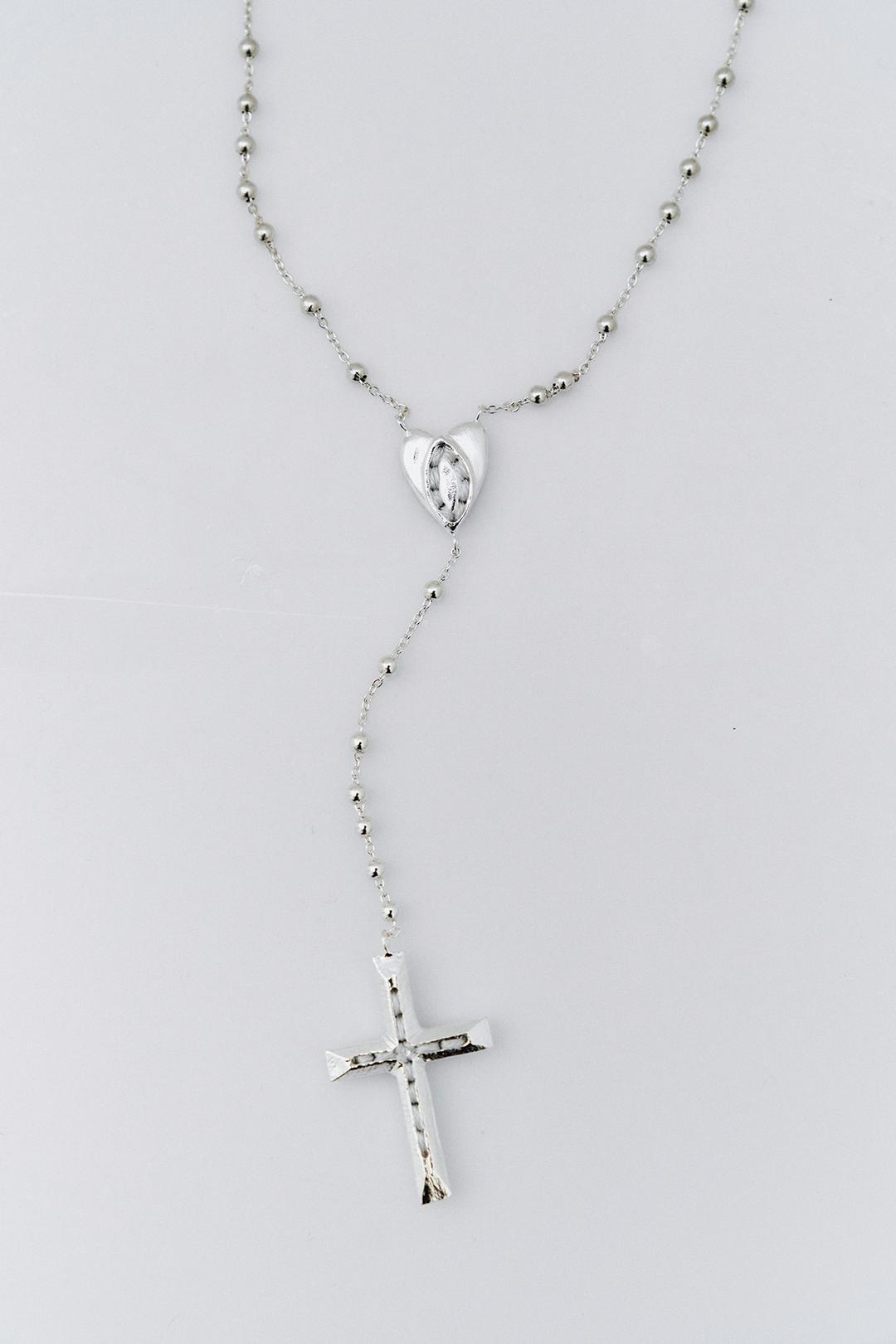 CROSS  HEART NECKLACE [SILVER]
