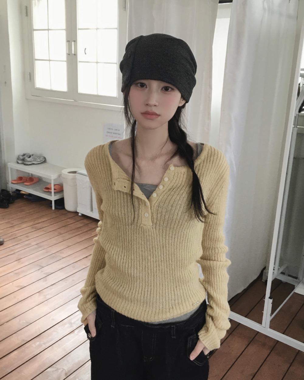 언버티 sotto wool button knit - 6color