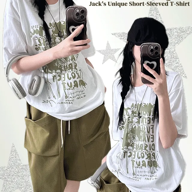 1+1할인[힙하다!/꾸안꾸]잭스 유니크 반팔 티셔츠